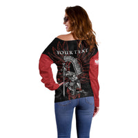 Personalized Poland Husaria Off Shoulder Sweater Polska Winged Hussar Knight Pride