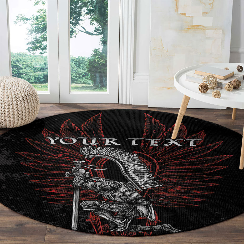 Personalized Poland Husaria Round Carpet Polska Winged Hussar Knight Pride