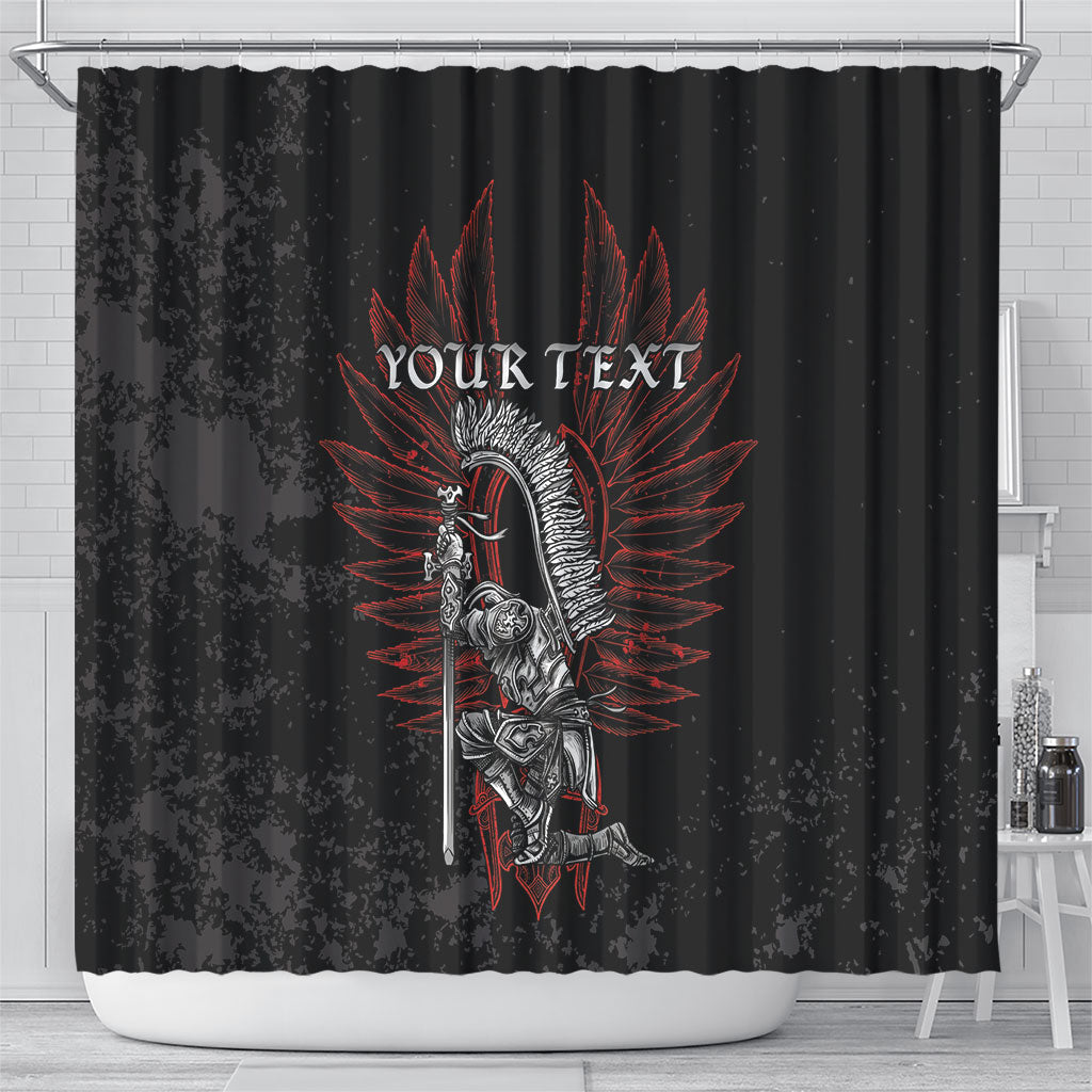 Personalized Poland Husaria Shower Curtain Polska Winged Hussar Knight Pride