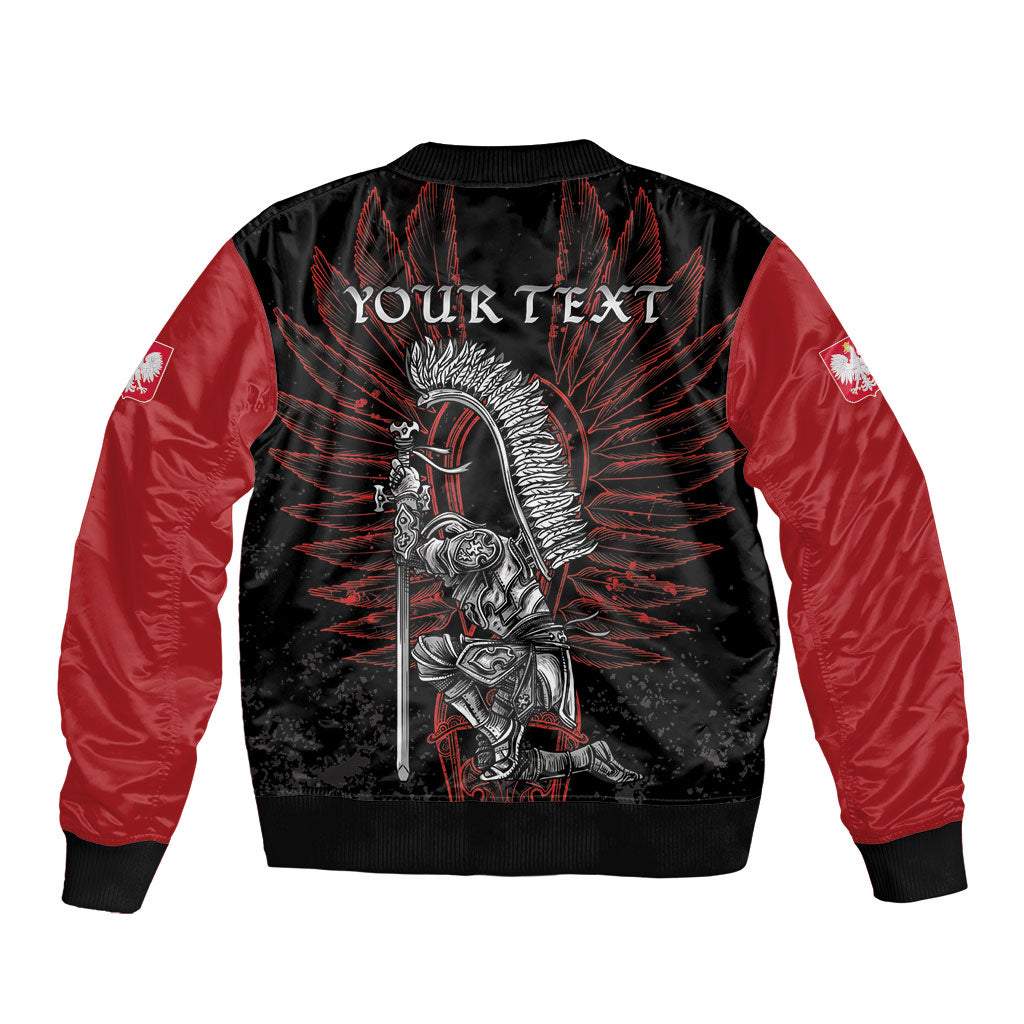 Personalized Poland Husaria Sleeve Zip Bomber Jacket Polska Winged Hussar Knight Pride