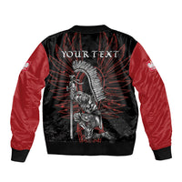 Personalized Poland Husaria Sleeve Zip Bomber Jacket Polska Winged Hussar Knight Pride