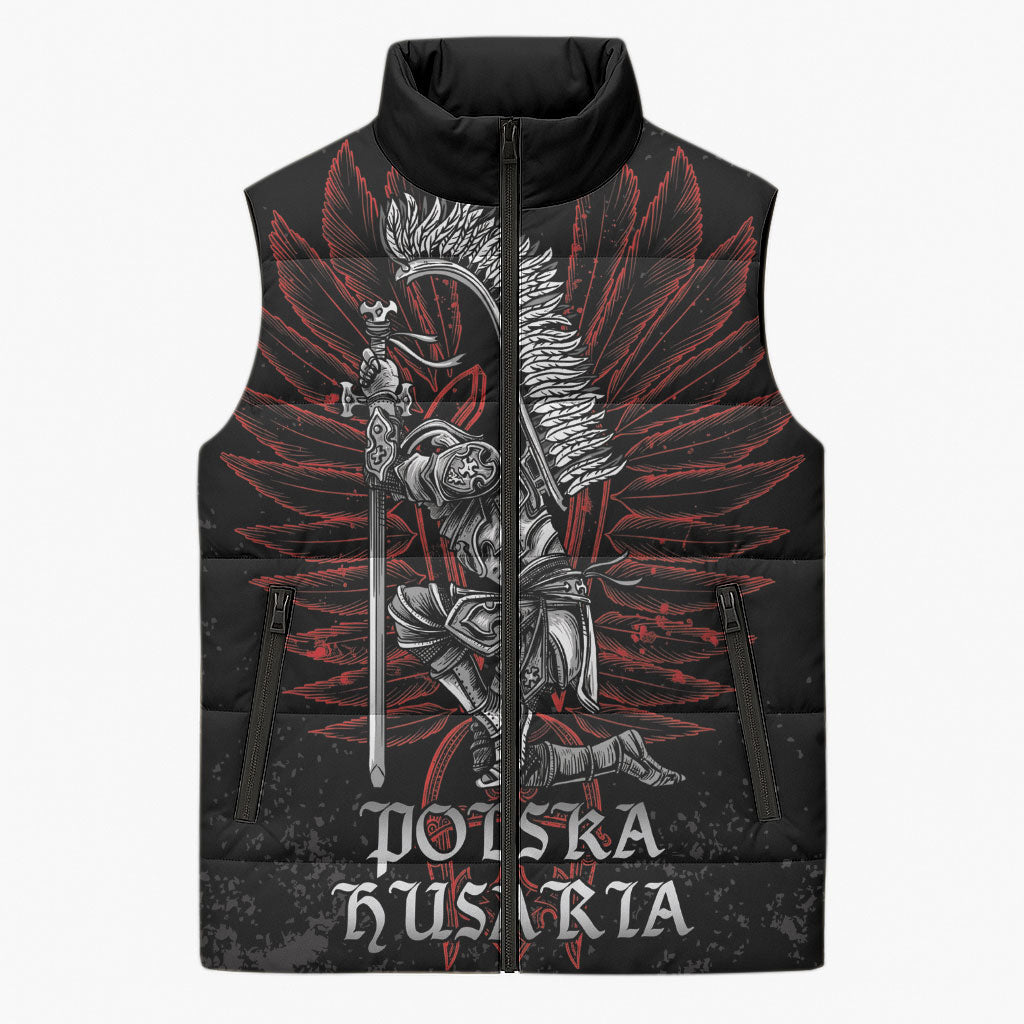 Personalized Poland Husaria Sleeveless Puffer Jacket Polska Winged Hussar Knight Pride