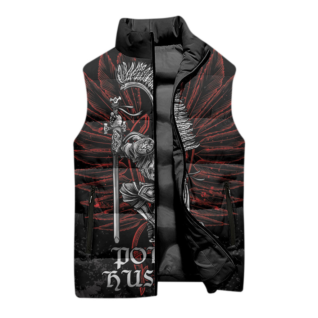 Personalized Poland Husaria Sleeveless Puffer Jacket Polska Winged Hussar Knight Pride