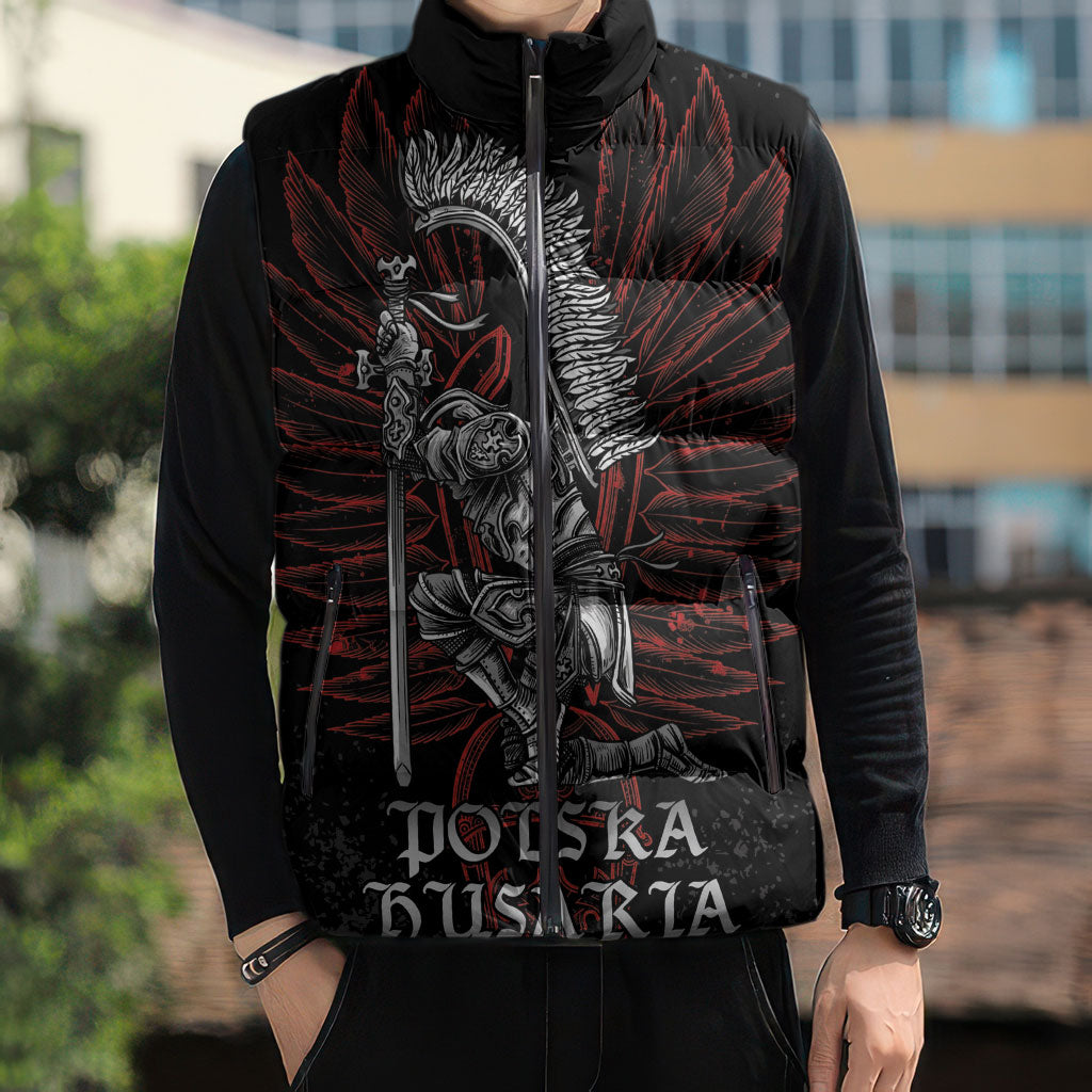Personalized Poland Husaria Sleeveless Puffer Jacket Polska Winged Hussar Knight Pride