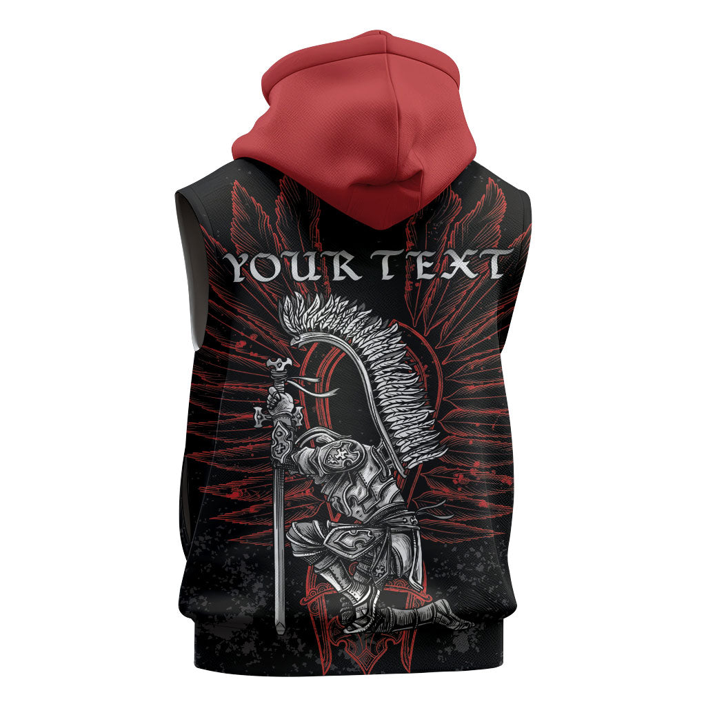 Personalized Poland Husaria Sleeveless Zip Hoodie Polska Winged Hussar Knight Pride