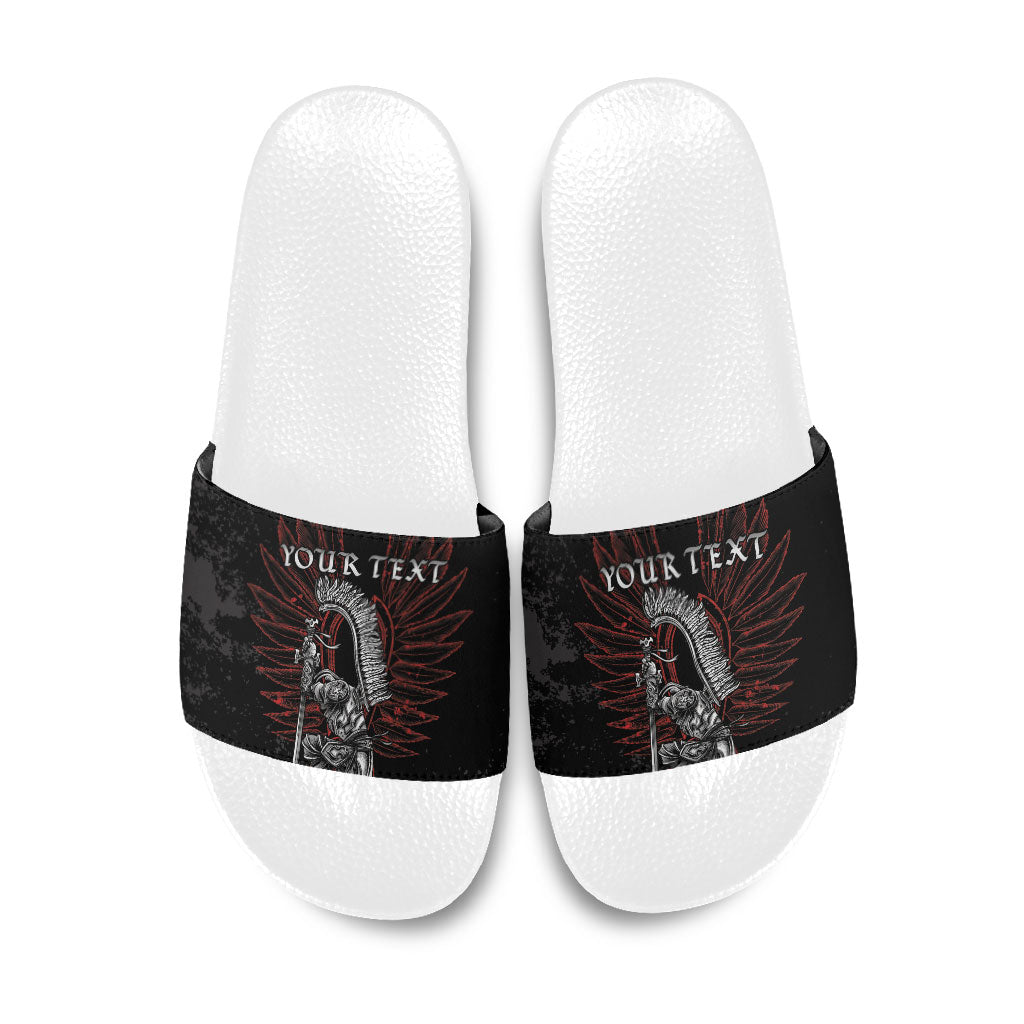 Personalized Poland Husaria Slide Sandals Polska Winged Hussar Knight Pride