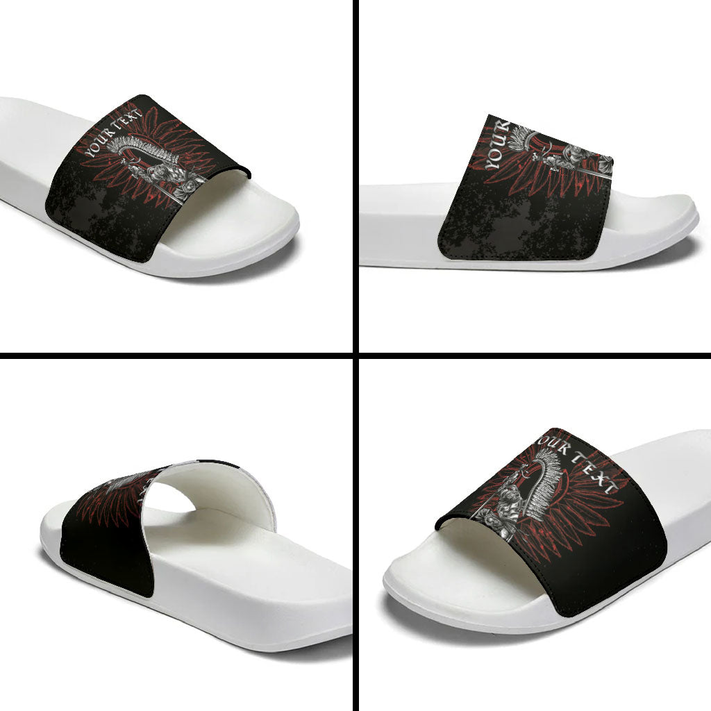 Personalized Poland Husaria Slide Sandals Polska Winged Hussar Knight Pride