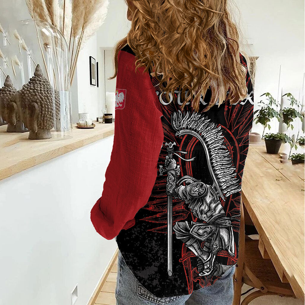 Personalized Poland Husaria Women Casual Shirt Polska Winged Hussar Knight Pride