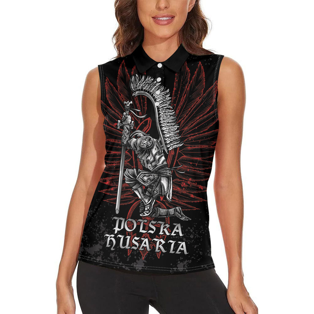 Personalized Poland Husaria Women Sleeveless Polo Shirt Polska Winged Hussar Knight Pride