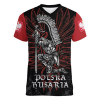Personalized Poland Husaria Women V-Neck T-Shirt Polska Winged Hussar Knight Pride