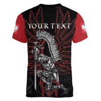 Personalized Poland Husaria Women V-Neck T-Shirt Polska Winged Hussar Knight Pride