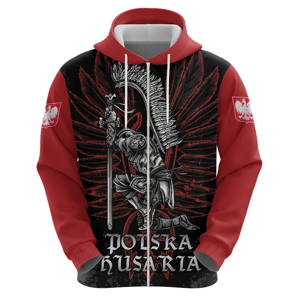 Personalized Poland Husaria Zip Hoodie Polska Winged Hussar Knight Pride