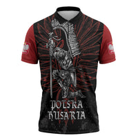 Personalized Poland Husaria Zipper Polo Shirt Polska Winged Hussar Knight Pride
