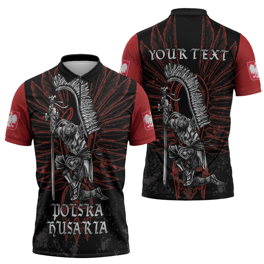 Personalized Poland Husaria Zipper Polo Shirt Polska Winged Hussar Knight Pride
