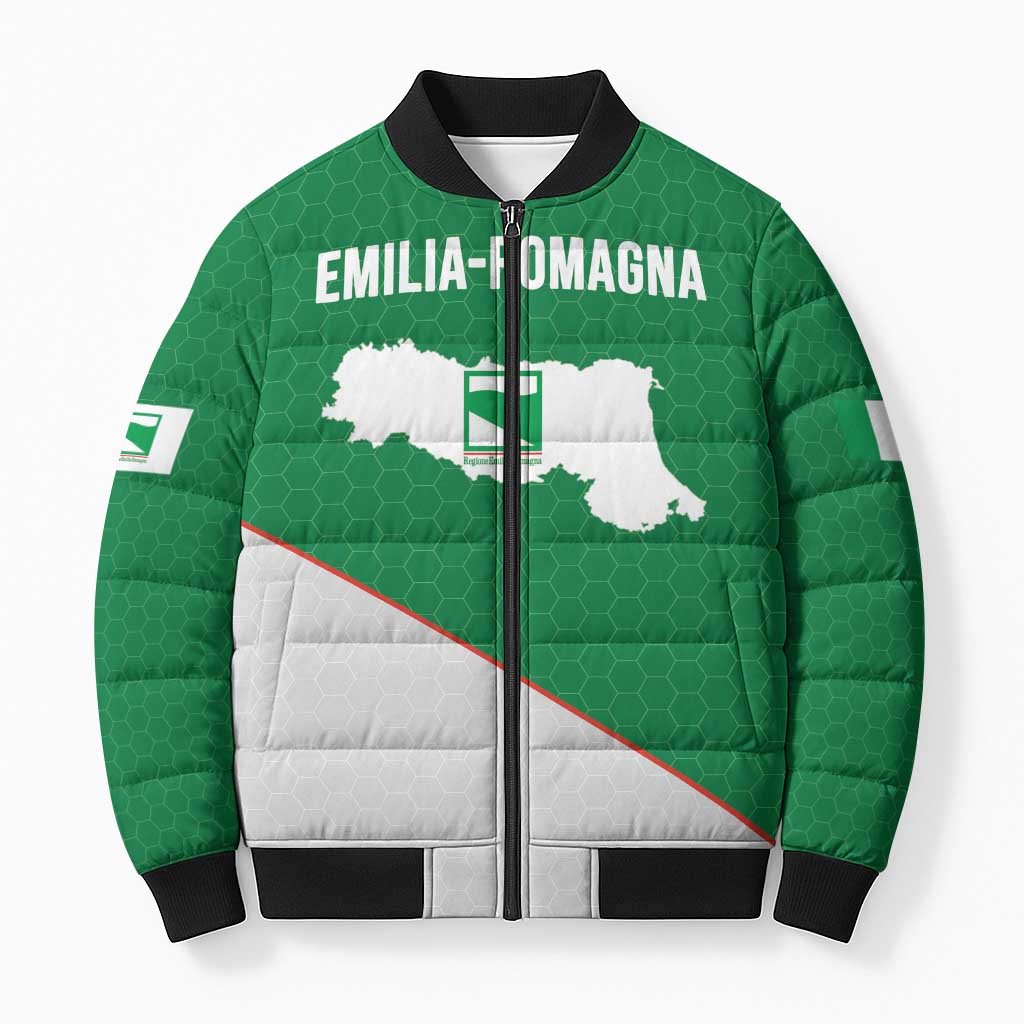 Italy Emilia-Romagna Bomber Puffer Jacket Map With Flag Style - Wonder Print Shop