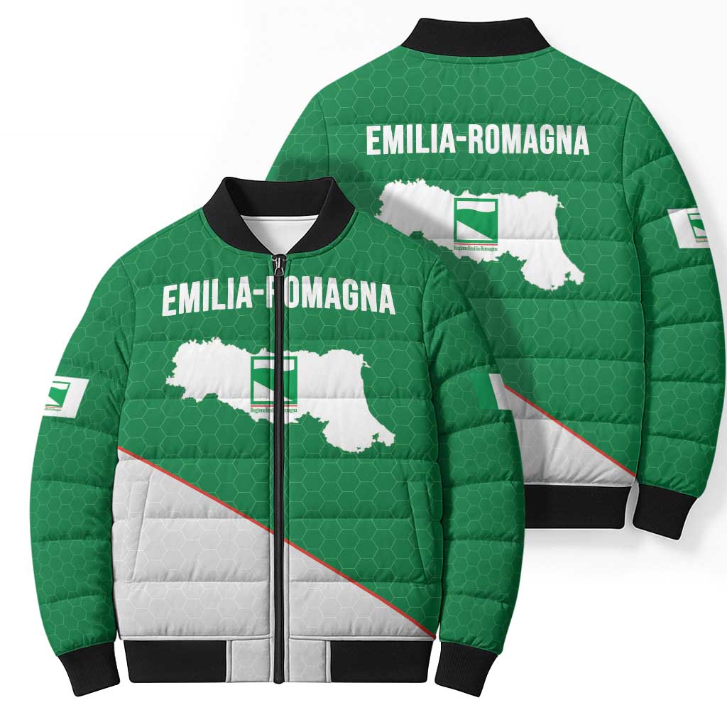 Italy Emilia-Romagna Bomber Puffer Jacket Map With Flag Style - Wonder Print Shop