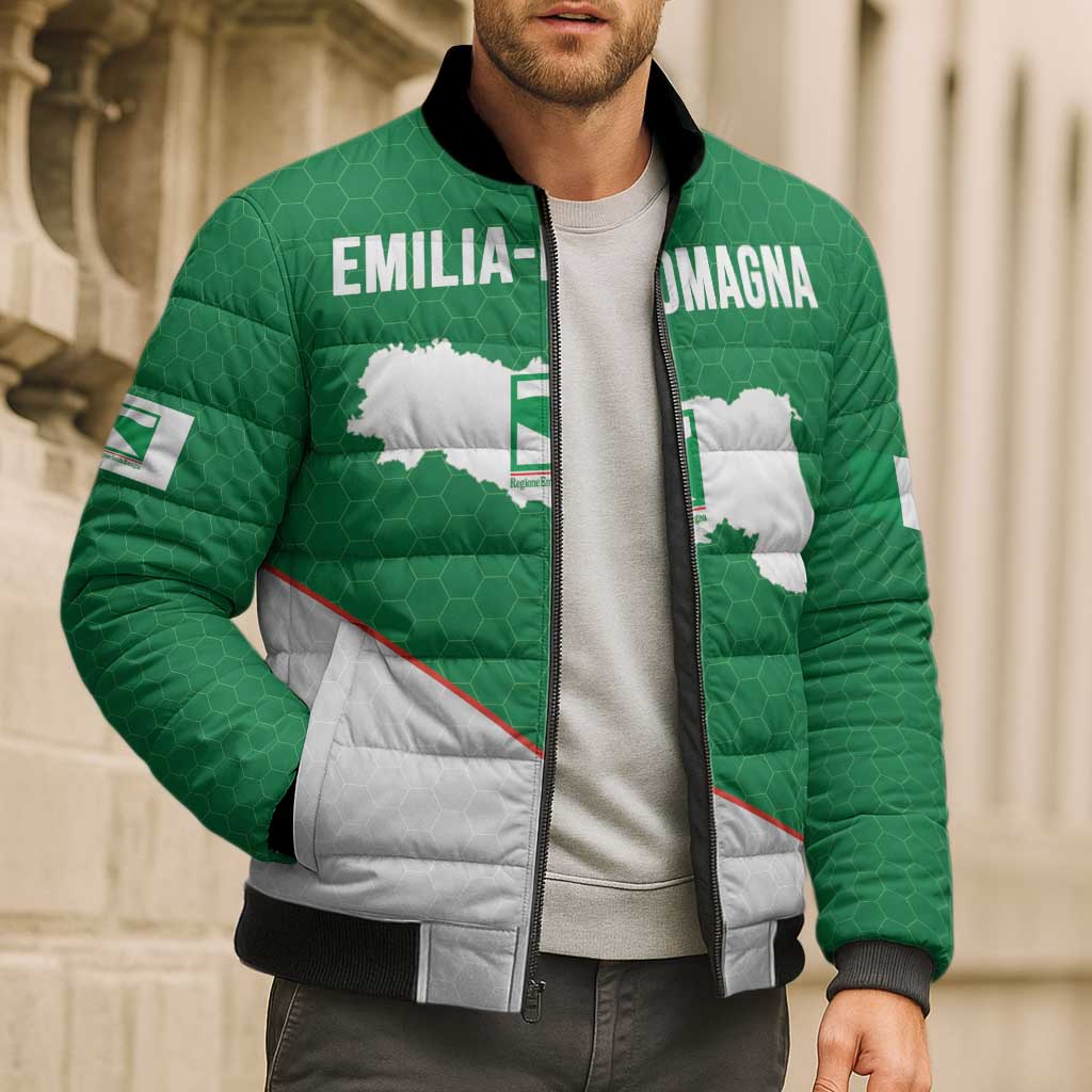 Italy Emilia-Romagna Bomber Puffer Jacket Map With Flag Style - Wonder Print Shop