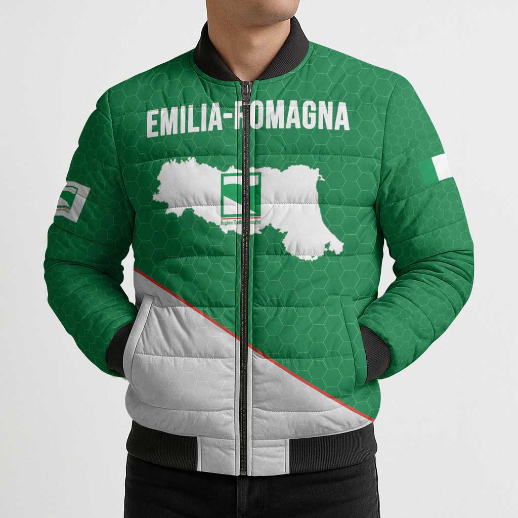 Italy Emilia-Romagna Bomber Puffer Jacket Map With Flag Style - Wonder Print Shop