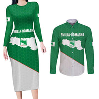 Italy Emilia-Romagna Couples Matching Long Sleeve Bodycon Dress and Long Sleeve Button Shirt Map With Flag Style LT19