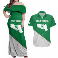 Italy Emilia-Romagna Couples Matching Off Shoulder Maxi Dress and Hawaiian Shirt Map With Flag Style LT19