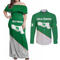 Italy Emilia-Romagna Couples Matching Off Shoulder Maxi Dress and Long Sleeve Button Shirt Map With Flag Style LT19
