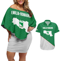 Italy Emilia-Romagna Couples Matching Off Shoulder Short Dress and Hawaiian Shirt Map With Flag Style LT19