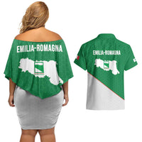 Italy Emilia-Romagna Couples Matching Off Shoulder Short Dress and Hawaiian Shirt Map With Flag Style LT19