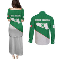 Italy Emilia-Romagna Couples Matching Puletasi and Long Sleeve Button Shirt Map With Flag Style LT19