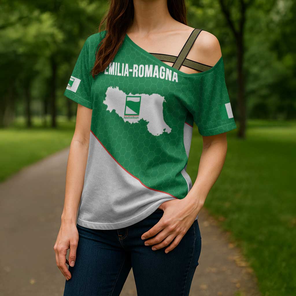 Italy Emilia-Romagna Cross Shoulder Shirt Map With Flag Style - Wonder Print Shop