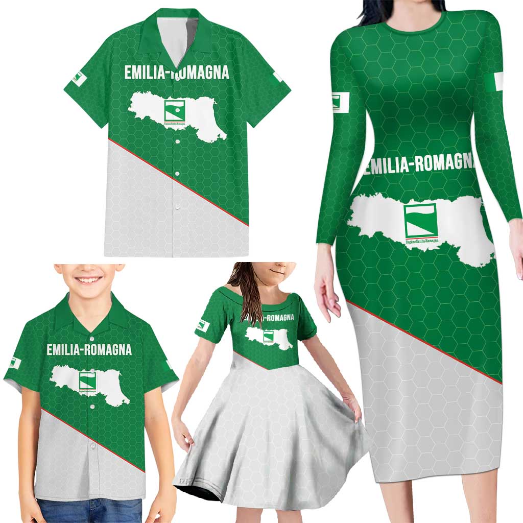 Italy Emilia-Romagna Family Matching Long Sleeve Bodycon Dress and Hawaiian Shirt Map With Flag Style LT19