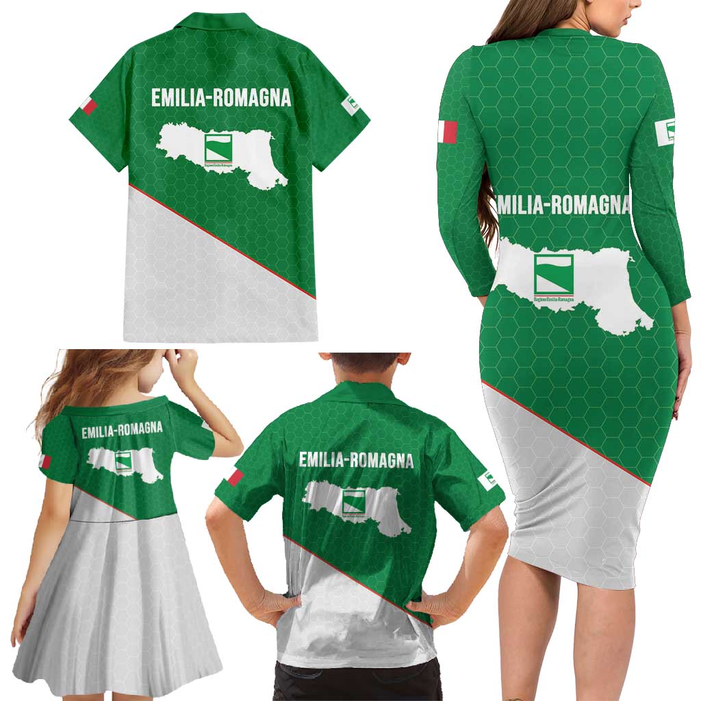 Italy Emilia-Romagna Family Matching Long Sleeve Bodycon Dress and Hawaiian Shirt Map With Flag Style LT19