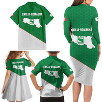 Italy Emilia-Romagna Family Matching Long Sleeve Bodycon Dress and Hawaiian Shirt Map With Flag Style LT19