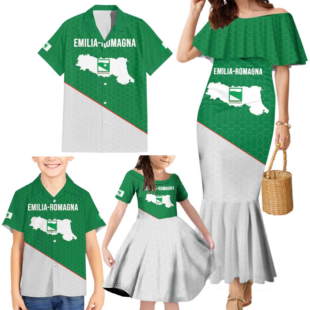 Italy Emilia-Romagna Family Matching Mermaid Dress and Hawaiian Shirt Map With Flag Style LT19