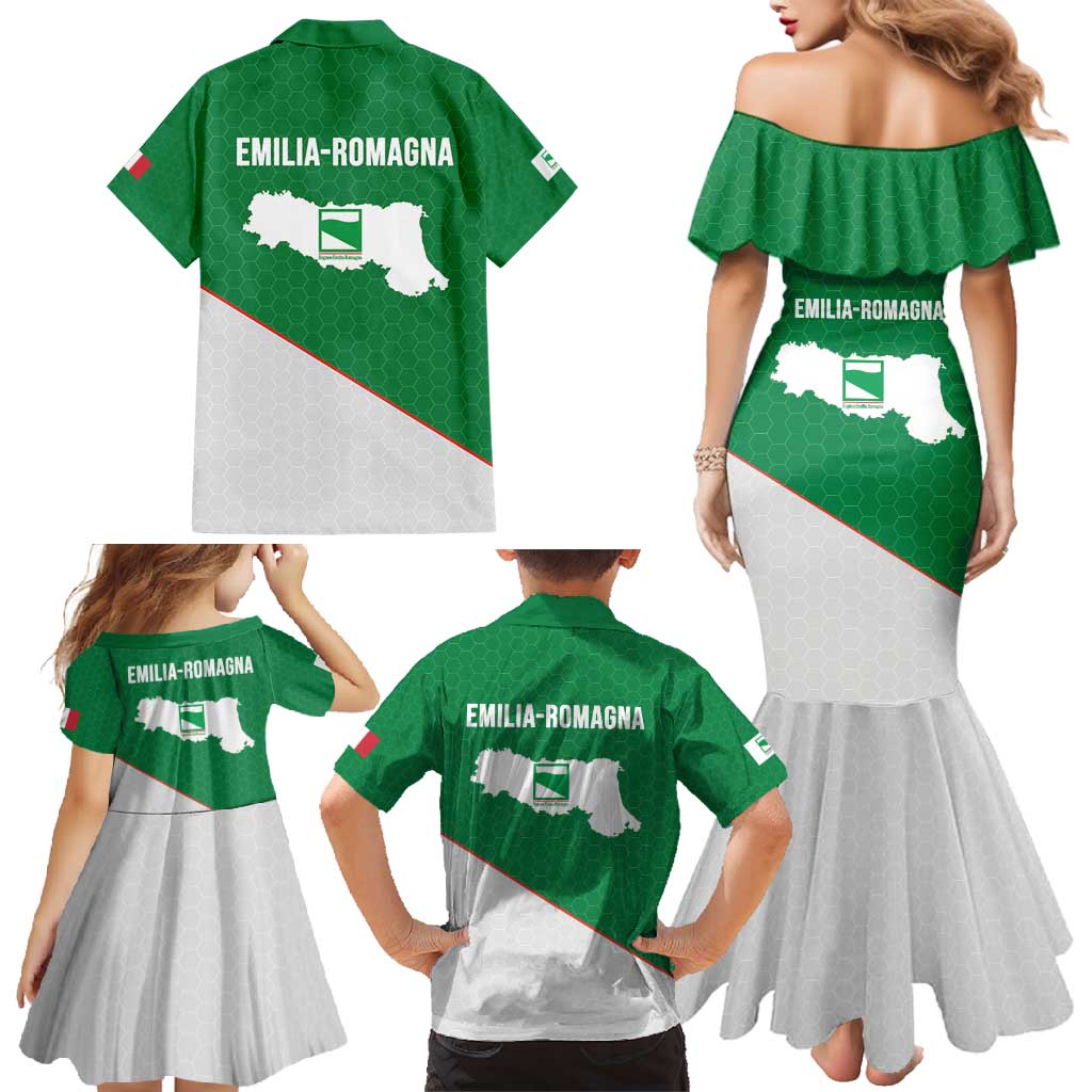 Italy Emilia-Romagna Family Matching Mermaid Dress and Hawaiian Shirt Map With Flag Style LT19