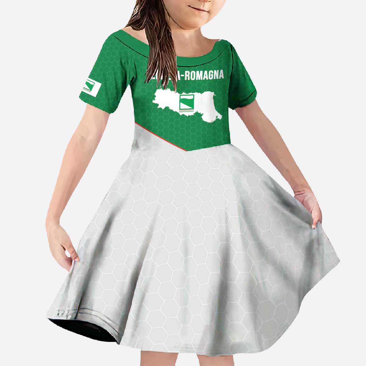 Italy Emilia-Romagna Family Matching Off The Shoulder Long Sleeve Dress and Hawaiian Shirt Map With Flag Style LT19