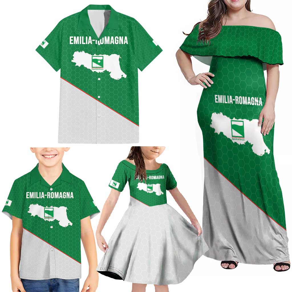 Italy Emilia-Romagna Family Matching Off Shoulder Maxi Dress and Hawaiian Shirt Map With Flag Style LT19