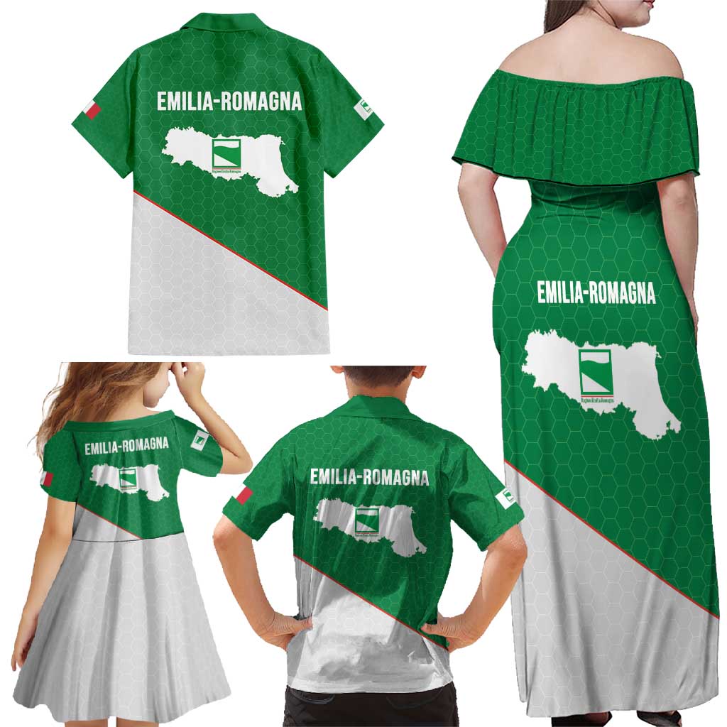Italy Emilia-Romagna Family Matching Off Shoulder Maxi Dress and Hawaiian Shirt Map With Flag Style LT19