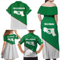 Italy Emilia-Romagna Family Matching Off Shoulder Maxi Dress and Hawaiian Shirt Map With Flag Style LT19