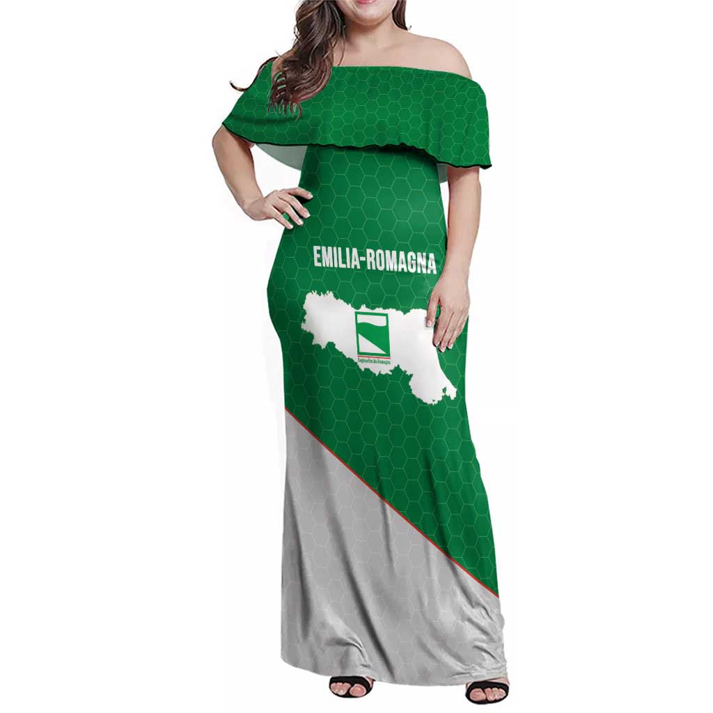 Italy Emilia-Romagna Family Matching Off Shoulder Maxi Dress and Hawaiian Shirt Map With Flag Style LT19