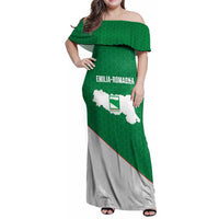 Italy Emilia-Romagna Family Matching Off Shoulder Maxi Dress and Hawaiian Shirt Map With Flag Style LT19