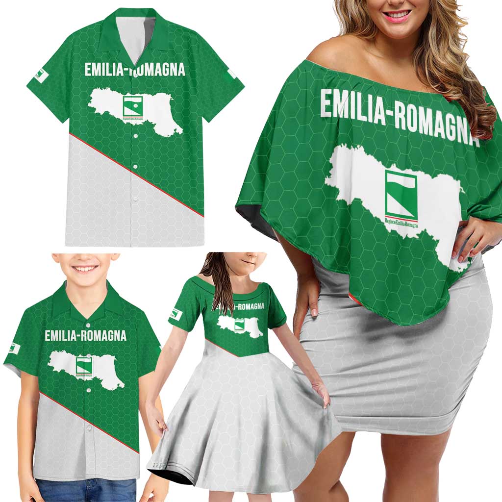 Italy Emilia-Romagna Family Matching Off Shoulder Short Dress and Hawaiian Shirt Map With Flag Style LT19