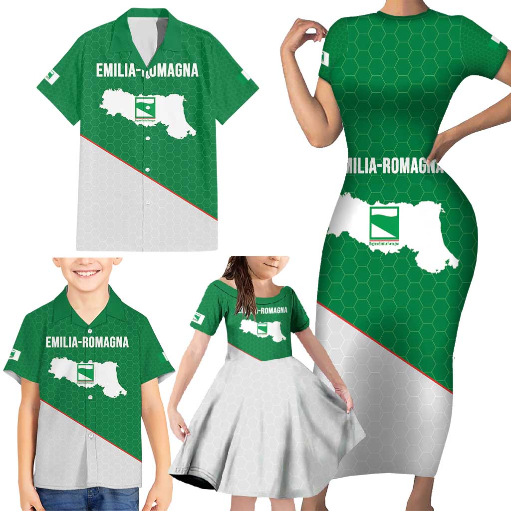Italy Emilia-Romagna Family Matching Short Sleeve Bodycon Dress and Hawaiian Shirt Map With Flag Style LT19