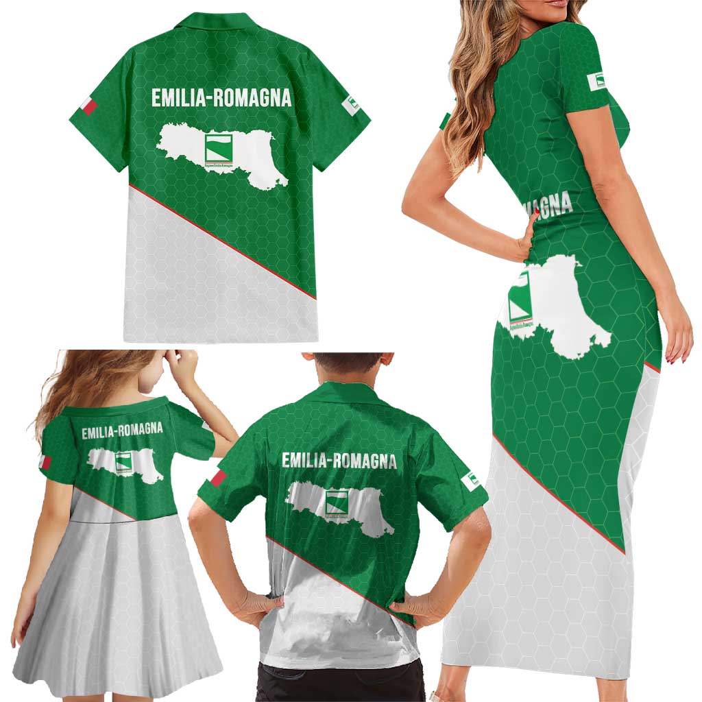 Italy Emilia-Romagna Family Matching Short Sleeve Bodycon Dress and Hawaiian Shirt Map With Flag Style LT19