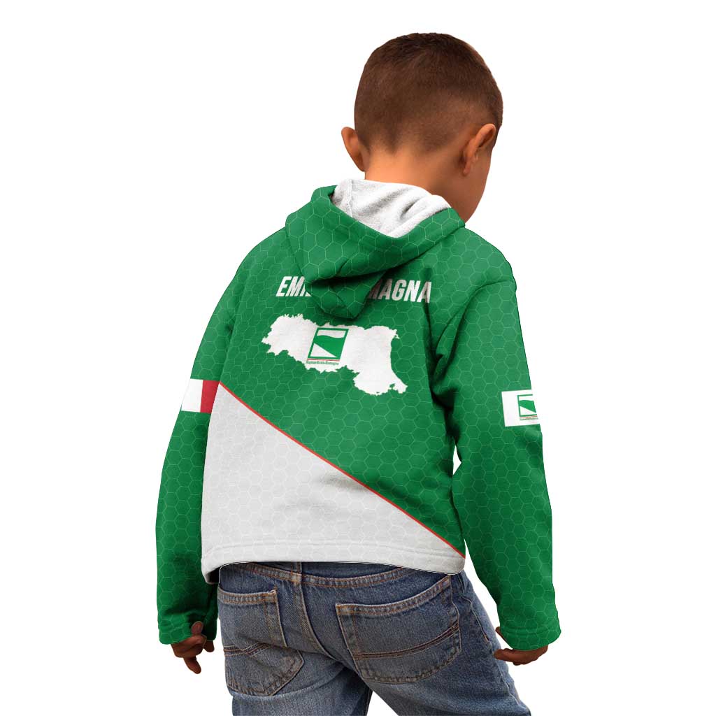 Italy Emilia-Romagna Kid Hoodie Map With Flag Style LT19