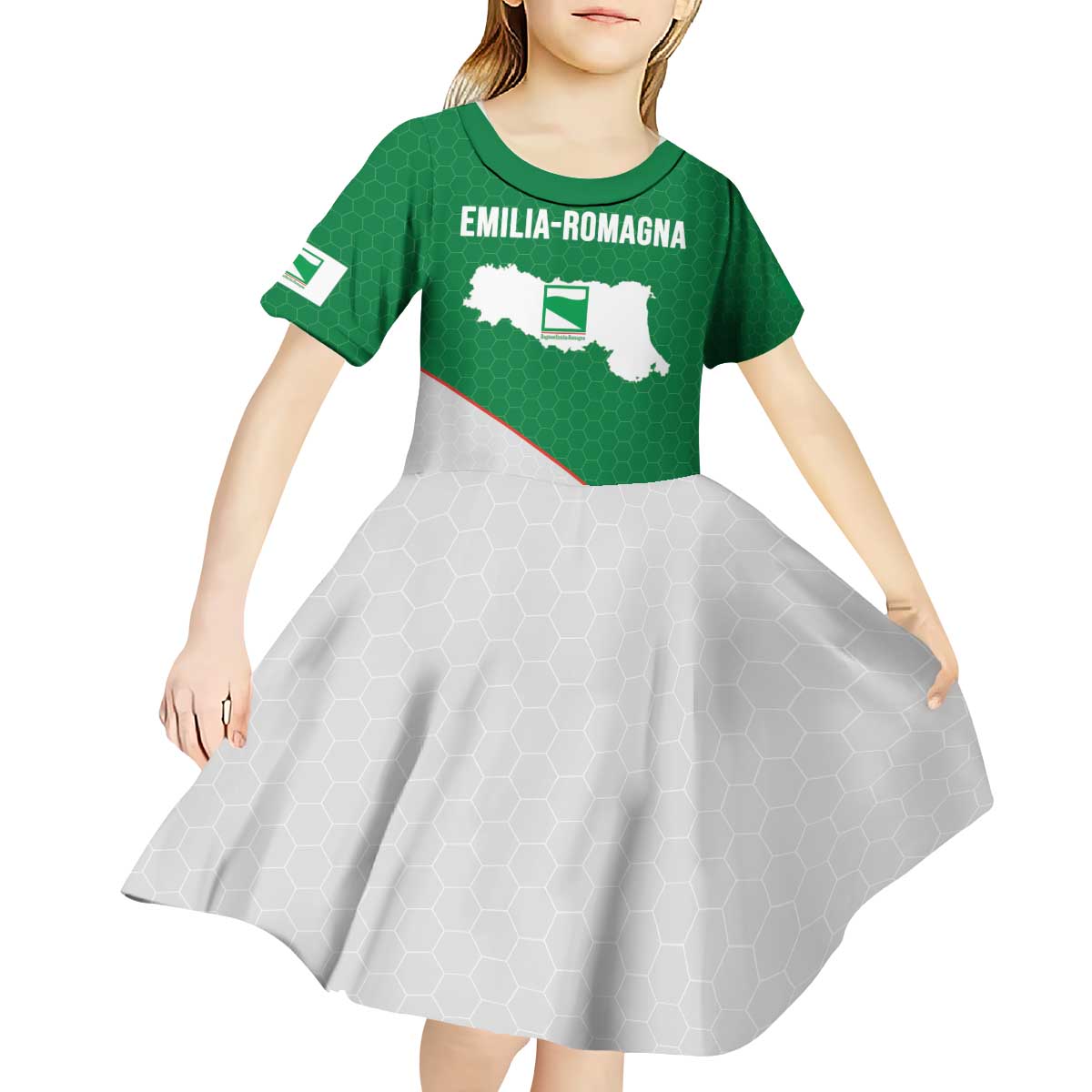 Italy Emilia-Romagna Kid Short Sleeve Dress Map With Flag Style LT19