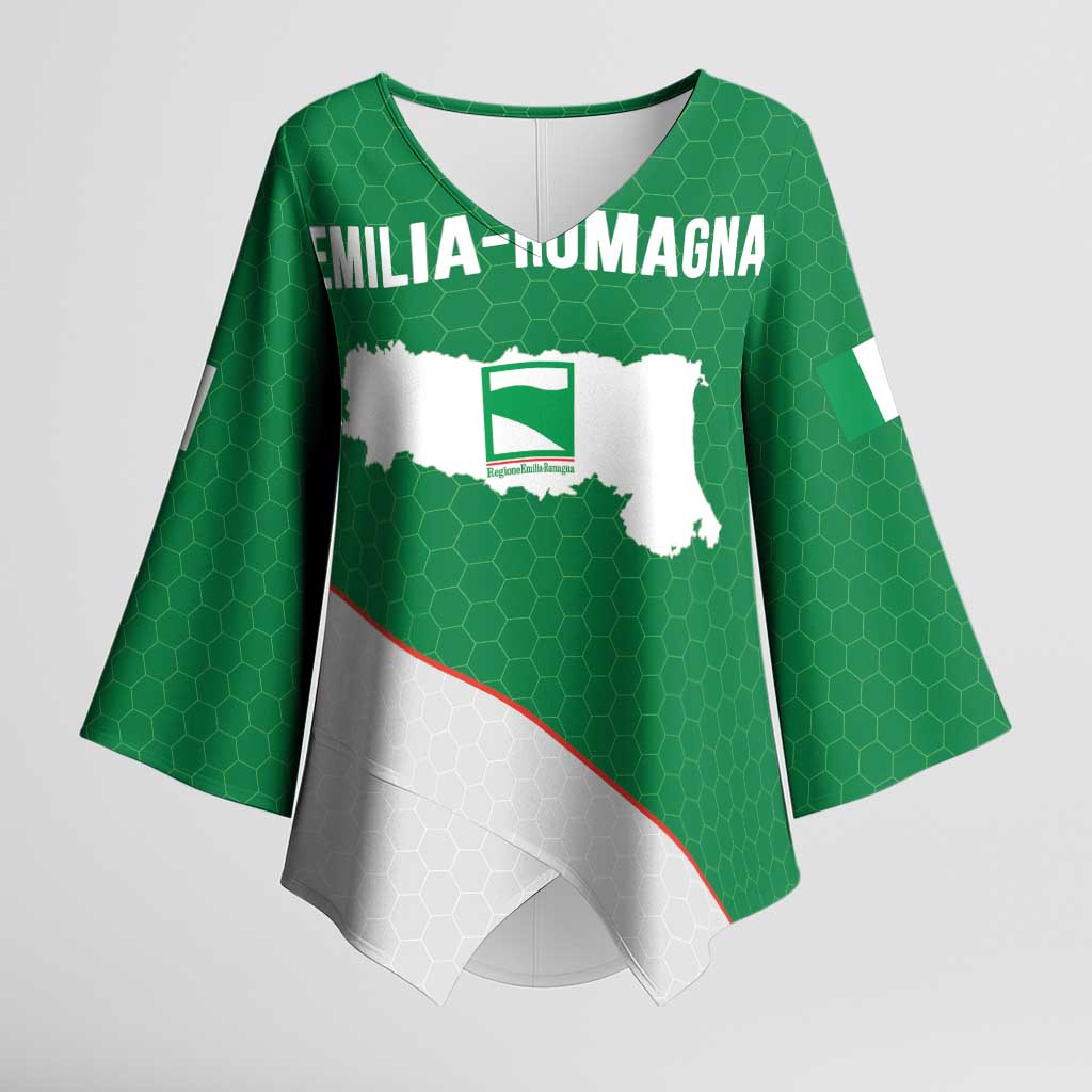 Italy Emilia-Romagna Kimono Sleeve Blouse Map With Flag Style - Wonder Print Shop