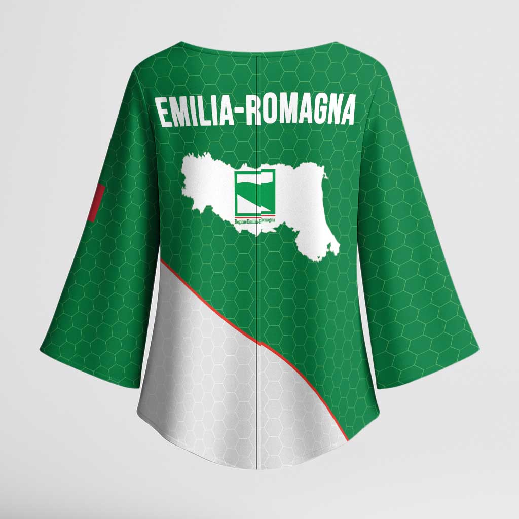 Italy Emilia-Romagna Kimono Sleeve Blouse Map With Flag Style - Wonder Print Shop