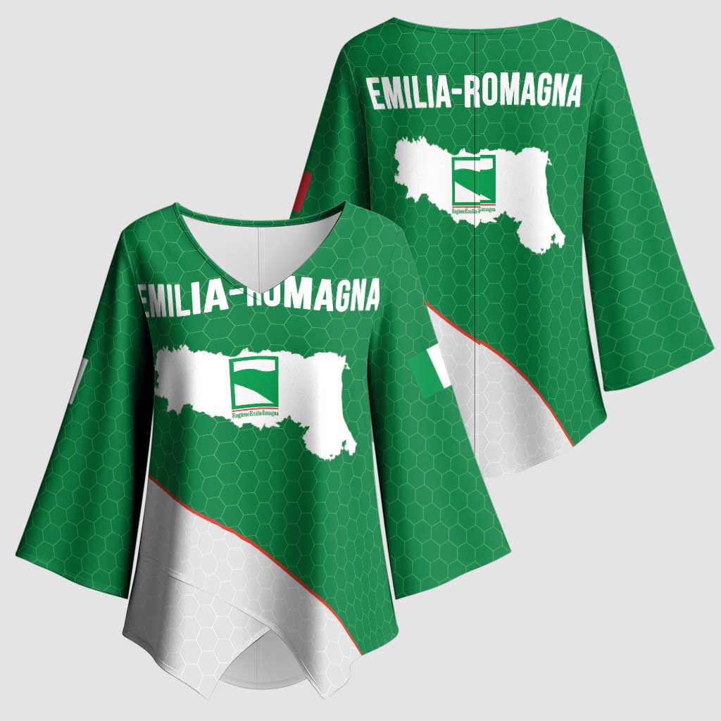 Italy Emilia-Romagna Kimono Sleeve Blouse Map With Flag Style - Wonder Print Shop