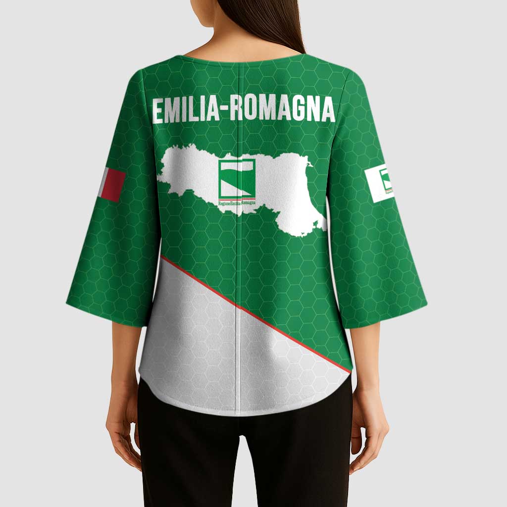Italy Emilia-Romagna Kimono Sleeve Blouse Map With Flag Style - Wonder Print Shop