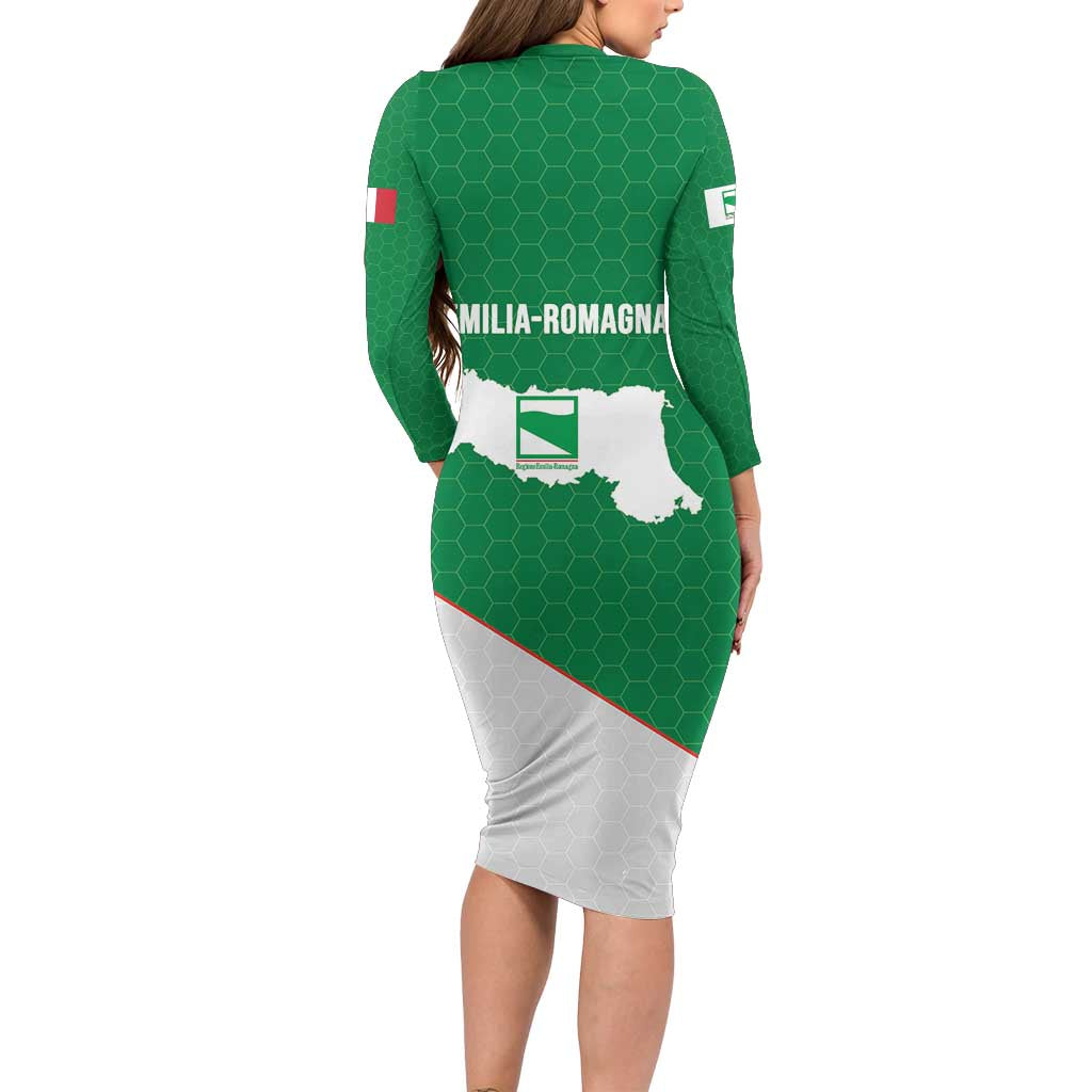 Italy Emilia-Romagna Long Sleeve Bodycon Dress Map With Flag Style LT19
